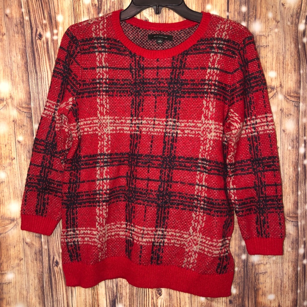 Ann Taylor Red & Black Sweater size Small